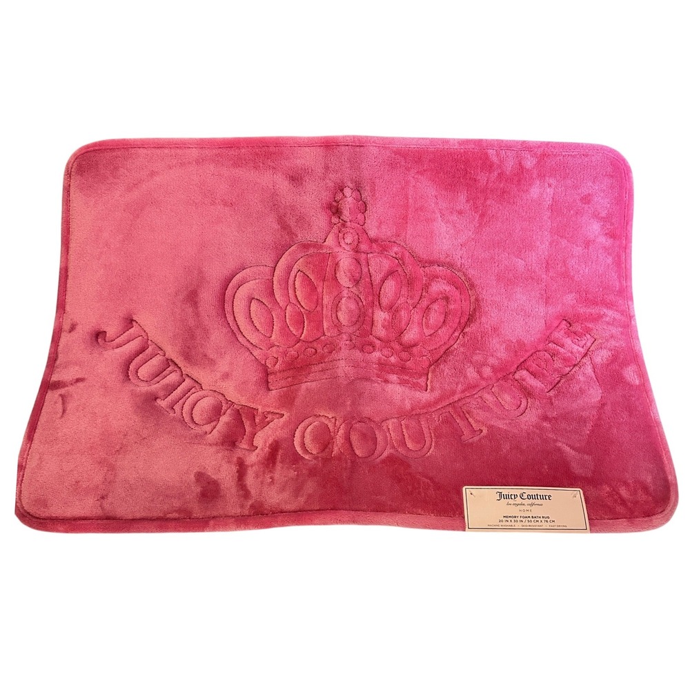 Juicy Couture Bath Rug Women 20x30 Azalea Pink New Crown Memory Foam Mat